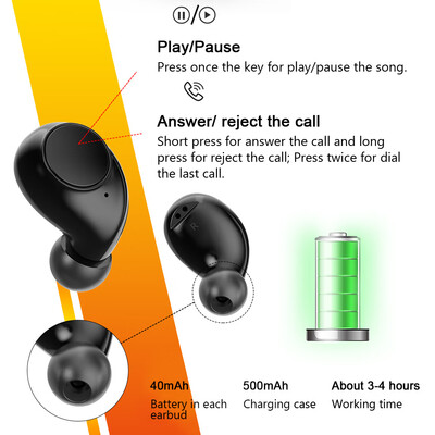 Q9A True Wireless Bluetooth Earphone TWS Earbuds Sports Headphones In-Ear Earphone 3D Stereo Headset with Mic Charging Case
Q9A True Wireless Bluetooth Earphone TWS Earbuds Sports Headphones In-Ear Earphone 3D Stereo Headset with Mic Charging Case