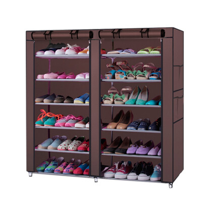 Shoe Rack Shelf Storage Closet Cabinet 6 Layer 12 Grid W Cover