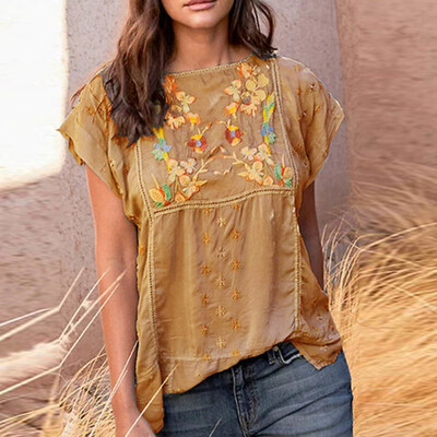 Starmoon Women Vintage Embroidery Summer Print T-Shirt O-Neck Short Sleeve Top Blouse
Starmoon Women Vintage Embroidery Summer Print T-Shirt O-Neck Short Sleeve Top Blouse