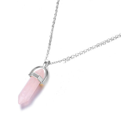 Hot sale Hexagonal Column Quartz Necklaces Pendants Fashion Natural Stone Bullet Pink Crystal Pendant Necklace For Women Jewelry
Hot sale Hexagonal Column Quartz Necklaces Pendants Fashion Natural Stone Bullet Pink Crystal Pendant Necklace For Women Jewelry
