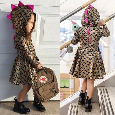 Newborn Baby Kid Girls Dinosaur Scale Party Princess Dress Outfits Costume New