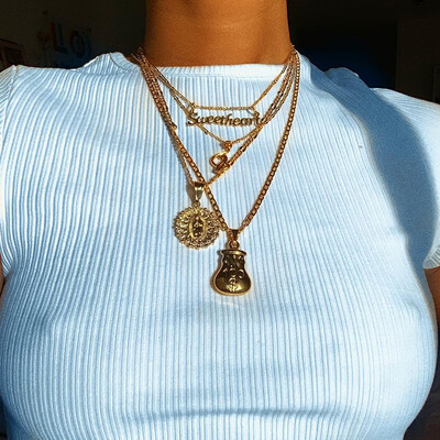 Vintage Women Necklaces English Monkey Madonna Sun Pouch Pendant Multilayer Gold Necklace Set Clavicle Chain Jewelry Wear
Vintage Women Necklaces English Monkey Madonna Sun Pouch Pendant Multilayer Gold Necklace Set Clavicle Chain Jewelry Wear