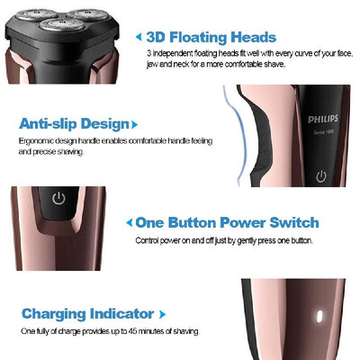 PHILIPS S1060 Electric Shaver Shaving Razor Beard Trimmers Rechargeable Fully Washable 3D Floating Heads Wet & Dry Shaving
PHILIPS S1060 Electric Shaver Shaving Razor Beard Trimmers Rechargeable Fully Washable 3D Floating Heads Wet & Dry Shaving