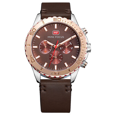 BOFUTE Mens Watch Fashion Japanese Quartz Movement Luminous Waterproof Genuine Leather Watchband 0007G