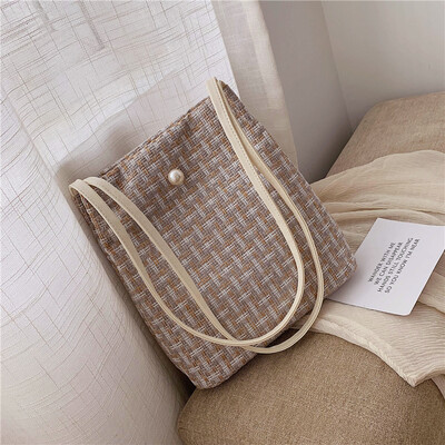 Fashiins casual knitting big bag new 2019 Korean style womens bag popular hand-held single-shoulder bag