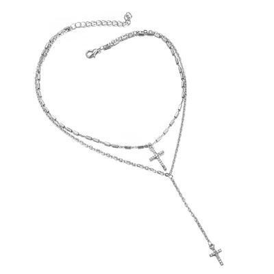 Fashion Crystal Cross Bohemian Necklaces Pendants Double Layered Gold Chain Long Necklace Catholic Religious Christian Jewelry
Fashion Crystal Cross Bohemian Necklaces Pendants Double Layered Gold Chain Long Necklace Catholic Religious Christian Jewelry