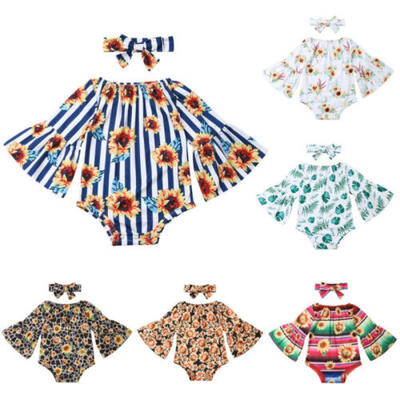 UK Newborn Kid Baby Girl Floral Romper Jumpsuit Bodysuit Clothes Outfit Playsuit