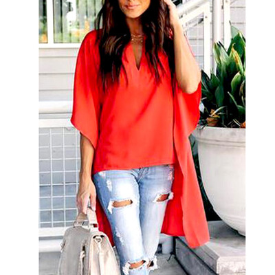 Womens V-Neck Half Batwing Sleeve Loose Irregular Blouse
Womens V-Neck Half Batwing Sleeve Loose Irregular Blouse