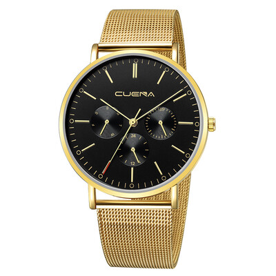 Gobestart Fashion Mens Watch Slim Mesh Steel Waterproof Minimalist Wrist Watches