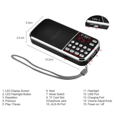 Y-501 Mini FM Radio Digital Portable 3W Stereo Speaker MP3 Audio Player High Fidelity Sound Quality w 075 Inch Display Screen LE
Y-501 Mini FM Radio Digital Portable 3W Stereo Speaker MP3 Audio Player High Fidelity Sound Quality w 075 Inch Display Screen LE