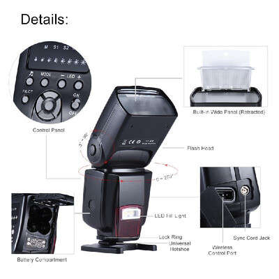 Andoer AD-560Ⅱ Universal Flash Speedlite On-camera Flash GN50 w Adjustable LED Fill Light for Canon Nikon Olympus Pentax DSLR Cam
Andoer AD-560Ⅱ Universal Flash Speedlite On-camera Flash GN50 w Adjustable LED Fill Light for Canon Nikon Olympus Pentax DSLR Cam