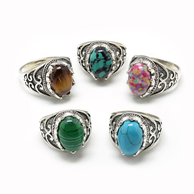 Gemstone Wide Band Rings with Alloy Ring Findings Oval Antique Silver Size 711 Mixed Color 1721mm
Gemstone Wide Band Rings with Alloy Ring Findings Oval Antique Silver Size 711 Mixed Color 1721mm