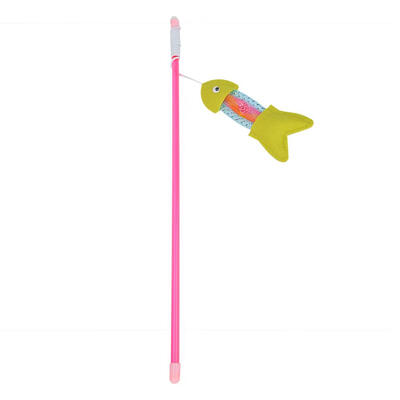 Funny Fish Shape Hose Cat Stick Teaser Wand Playing Rod Cats Toy with Bell
