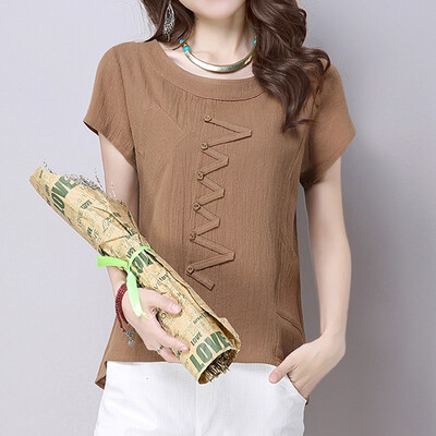 Nomeni Fashion Women Summer O-Neck Short Sleeve Buttons Cotton And Linen Casual Top Tee
Nomeni Fashion Women Summer O-Neck Short Sleeve Buttons Cotton And Linen Casual Top Tee