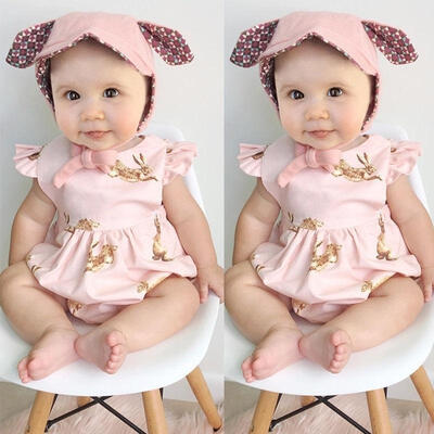 Baby Girl Bunny Romper Jumpsuit Bodysuit Oufit Sunsuit One-pieces Costume