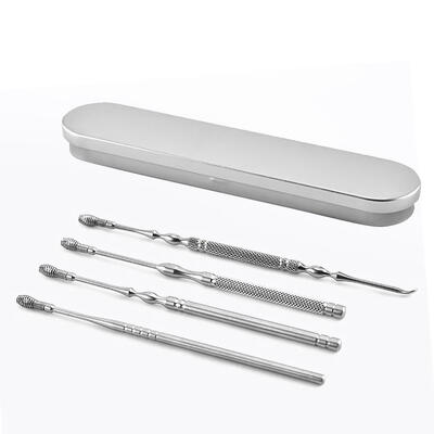 4pcs Stainless Steel Spiral Ear Pick Spoon Ear Wax Removal Cleaner Tool Kit