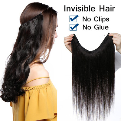 16182022 Inches One Piece Straight Remy Human Hair Miracle Secret Invisible Wire Hair Extensions - No Clip No Glue
16182022 Inches One Piece Straight Remy Human Hair Miracle Secret Invisible Wire Hair Extensions - No Clip No Glue