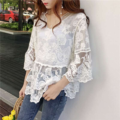 Women Sexy Summer Trumpet Sleeve Hollow Beach Blouse Sun Protection Dress Swimsuit Cover Clothing
Women Sexy Summer Trumpet Sleeve Hollow Beach Blouse Sun Protection Dress Swimsuit Cover Clothing