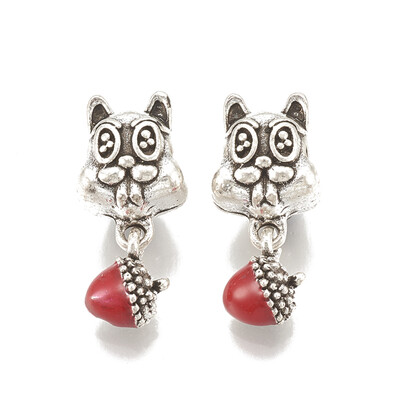 Alloy European Dangle Beads Large Hole Pendants with Enamel Squirrel with Pine Cone Red Antique Silver 23mm
Alloy European Dangle Beads Large Hole Pendants with Enamel Squirrel with Pine Cone Red Antique Silver 23mm