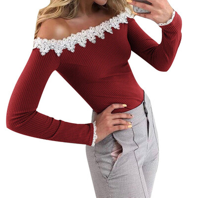 Autumn Fashion Women One word collar Strapless shoulder Long sleeves Sexy Lace Slim fit T-shirt
Autumn Fashion Women One word collar Strapless shoulder Long sleeves Sexy Lace Slim fit T-shirt