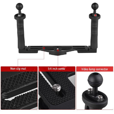 Assembled Aluminum Alloy Diving Handle Tray Bracket Dual Handheld Hand Grip Video Stabilizer Portable Balancer Holder with 14inch
Assembled Aluminum Alloy Diving Handle Tray Bracket Dual Handheld Hand Grip Video Stabilizer Portable Balancer Holder with 14inch
