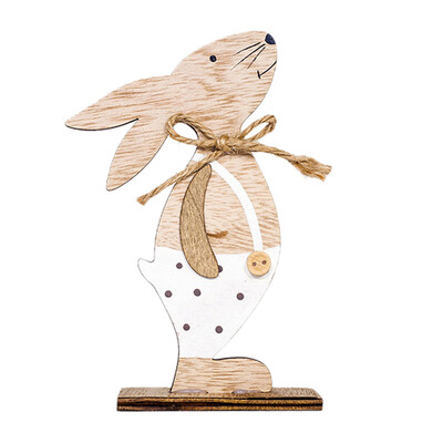 Gobestart Easter Decorations Wooden Rabbit Shapes Ornaments Craft Gifts