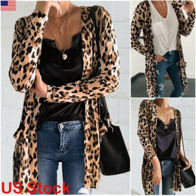 Womens Leopard Print Open Front Jacket Cardigan Blazer suit Tops Coat Outwear
Womens Leopard Print Open Front Jacket Cardigan Blazer suit Tops Coat Outwear