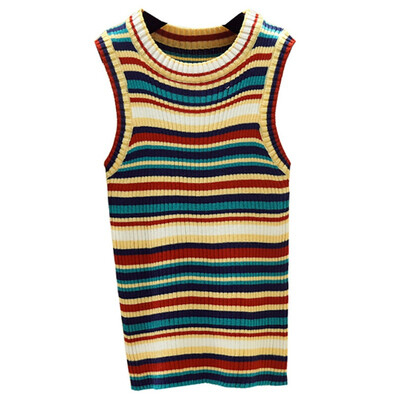 Womens Summer Sleeveless Round Neck Tank Top Vintage Striped Knitted Basic Sports Tight Slim Vest
Womens Summer Sleeveless Round Neck Tank Top Vintage Striped Knitted Basic Sports Tight Slim Vest