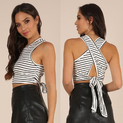 Sexy Women Striped Tank Top Crisscross Cutout Tie-Back Sleeveless Slim Crop Top Vest Tees White
Sexy Women Striped Tank Top Crisscross Cutout Tie-Back Sleeveless Slim Crop Top Vest Tees White