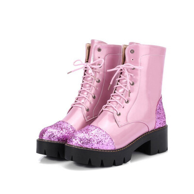 IDIFU Womens Stylish Sequins Block Medium Heel Platform Short Martin Boots Round Toe Lace up Ankle Booties
IDIFU Womens Stylish Sequins Block Medium Heel Platform Short Martin Boots Round Toe Lace up Ankle Booties