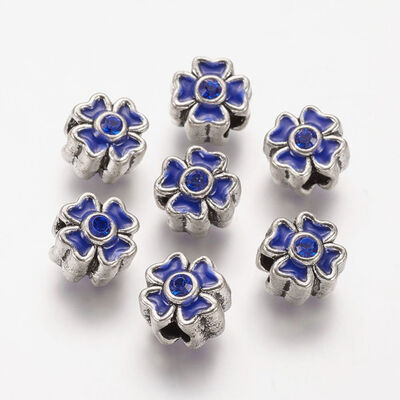Alloy Enamel European Beads Large Hole Beads with Rhinestone Clover Antique Silver Metal Color Blue 125x125x105mm
Alloy Enamel European Beads Large Hole Beads with Rhinestone Clover Antique Silver Metal Color Blue 125x125x105mm
