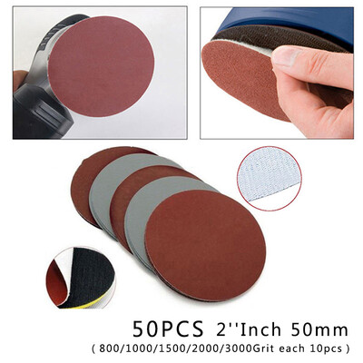 50x Hook&Loop 5cm 800 1000 1500 2000 3000 Grit Sand Paper Sanding Discs Tool