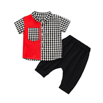 Summer Kids Boys Short Sleeve Animal Print Tops Blouse T-shirtShorts Children Casual Outfits Sets