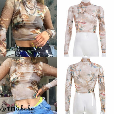 Women Girls Cupid Print Mesh Sheer Crop Top Long Sleeve Transparent T-Shirt Blouse Tee Tops
Women Girls Cupid Print Mesh Sheer Crop Top Long Sleeve Transparent T-Shirt Blouse Tee Tops