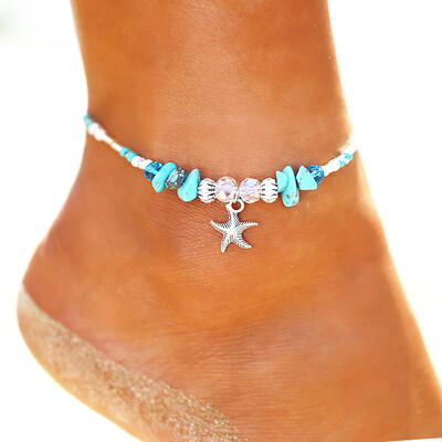 Cross-border new foot chain alloy small starfish crystal natural irregular turquoise beaded anklet
Cross-border new foot chain alloy small starfish crystal natural irregular turquoise beaded anklet