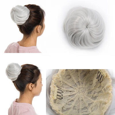 Messy Hair Bun Chignons Synthetic Hair Extensions Wavy Updo Scrunchy Hairpieces