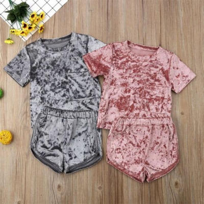 Toddler Baby Kids Girl Cotton T-shirt Tops Tee Pants Outfit Set Clothes