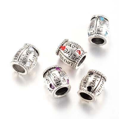 Alloy Enamel European Beads Large Hole Beads Barrel with Word Mixed Color 105x9mm Hole 5mm
Alloy Enamel European Beads Large Hole Beads Barrel with Word Mixed Color 105x9mm Hole 5mm