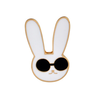 Enamel White Rabbit Mask Figure Sign Cute Brooches Pins Badge Jewelry Women Gift