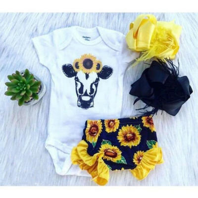 2PCS Newborn Toddler Baby Girls Tops Romper Floral Pants Outfits Set Clothes USA