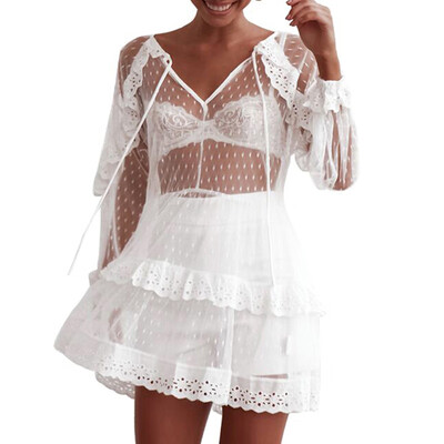 Women Sheer Cover up Dress Hollow Out Dot Mesh Ruffles See Through Lace Beach Bikini Cover Ups Dress
Women Sheer Cover up Dress Hollow Out Dot Mesh Ruffles See Through Lace Beach Bikini Cover Ups Dress
