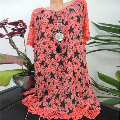 Roseonmyhand Plus Size Women O-Neck Print Patchwork Hollow Out Short Sleeve Blouse Shirt Tops
Roseonmyhand Plus Size Women O-Neck Print Patchwork Hollow Out Short Sleeve Blouse Shirt Tops