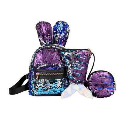 3pcsset Shiny Sequin School Backpack Women Rabbit Ear Rucksack Purse Bags
3pcsset Shiny Sequin School Backpack Women Rabbit Ear Rucksack Purse Bags