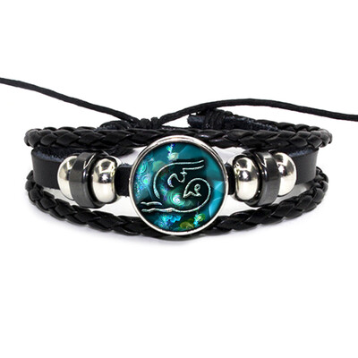 Retro Leather Rope Twelve Constellations Time Gem Weaving Bracelet Fashion Wild Men Women Accessories
Retro Leather Rope Twelve Constellations Time Gem Weaving Bracelet Fashion Wild Men Women Accessories