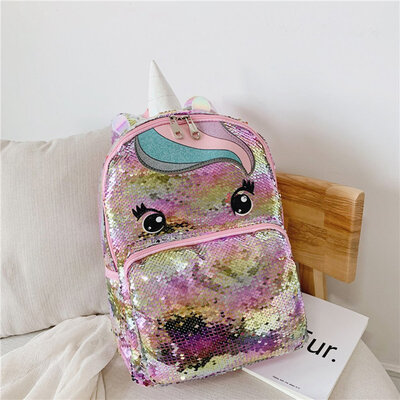 Women Girls Unicorn Sequin Backpack Cute Cartoon School Bag Handbag Kids Bag