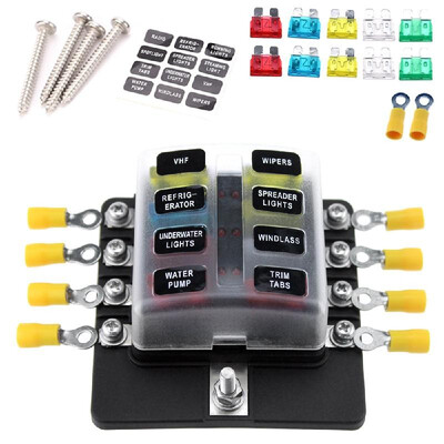 8 Way Blade Fuse Box Holder Fuse Blocks with LED Indicator 10Pcs Fuses 10Pcs Connector Terminals for Car Boat Marine Caravan Truck
8 Way Blade Fuse Box Holder Fuse Blocks with LED Indicator 10Pcs Fuses 10Pcs Connector Terminals for Car Boat Marine Caravan Truck