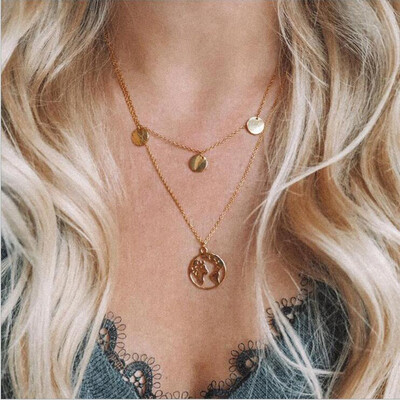 New Simple Gold Coin Layered Map Choker Necklace For Women Multi Layer Chocker Necklaces Pendants collar collier femme collares
New Simple Gold Coin Layered Map Choker Necklace For Women Multi Layer Chocker Necklaces Pendants collar collier femme collares