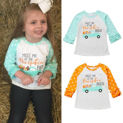 2019 Toddler Baby Girl Pumpkin Pattern Long Sleeve Ruffles T-shirt Tops Clothes