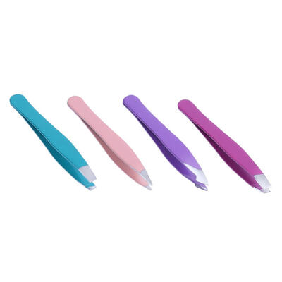 4pcs Professional Metal Slant Tip Hair Removal Eyebrow Tweezer Makeup Tool