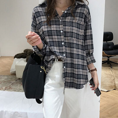 Spring Autumn Vintage Women Shirts Casual Long Sleeve Button Loose Plaid Shirt Female Fashion Blouses And Tops
Spring Autumn Vintage Women Shirts Casual Long Sleeve Button Loose Plaid Shirt Female Fashion Blouses And Tops